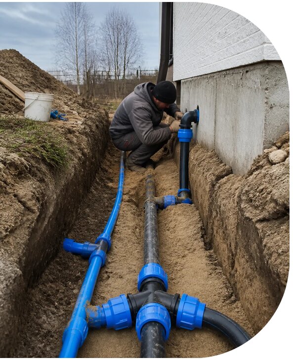 Монтаж наружного водопровода на участке под ключ в Одинцове